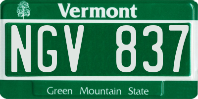 VT license plate NGV837