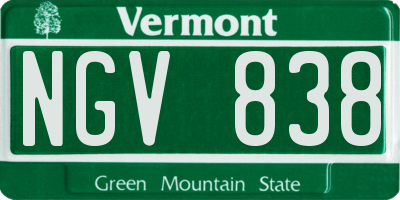 VT license plate NGV838
