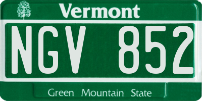 VT license plate NGV852