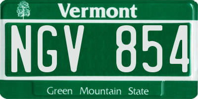 VT license plate NGV854