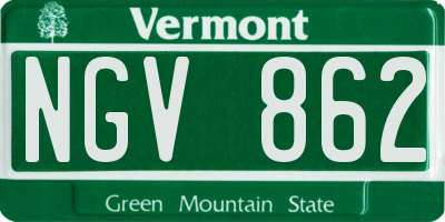 VT license plate NGV862