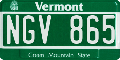 VT license plate NGV865