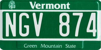 VT license plate NGV874