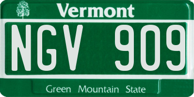 VT license plate NGV909