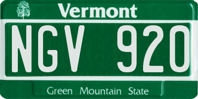 VT license plate NGV920