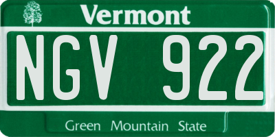 VT license plate NGV922