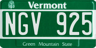 VT license plate NGV925