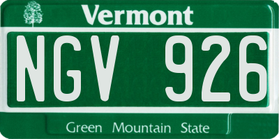 VT license plate NGV926