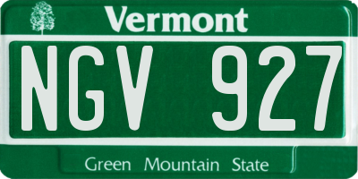 VT license plate NGV927