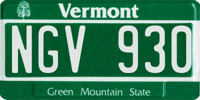 VT license plate NGV930