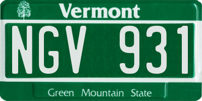 VT license plate NGV931