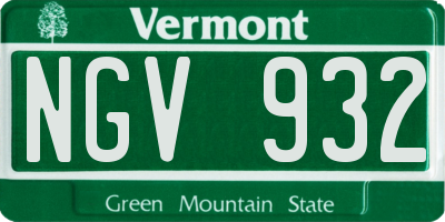 VT license plate NGV932