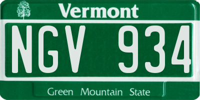 VT license plate NGV934