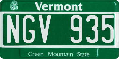 VT license plate NGV935