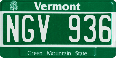 VT license plate NGV936