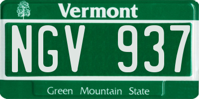 VT license plate NGV937