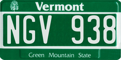 VT license plate NGV938