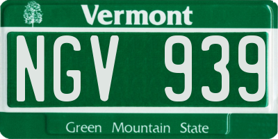 VT license plate NGV939