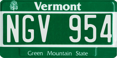 VT license plate NGV954