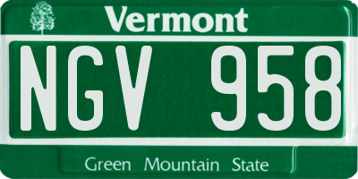VT license plate NGV958