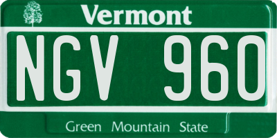 VT license plate NGV960