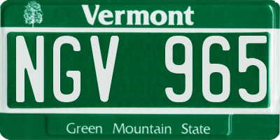 VT license plate NGV965