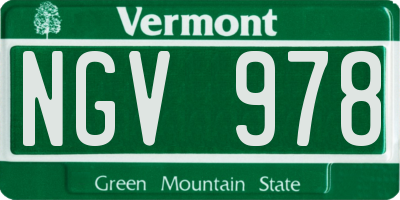 VT license plate NGV978