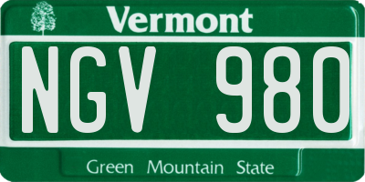 VT license plate NGV980