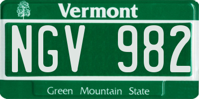 VT license plate NGV982