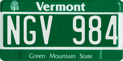 VT license plate NGV984