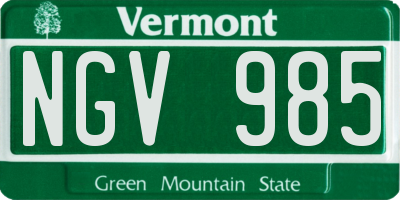 VT license plate NGV985
