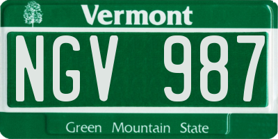 VT license plate NGV987