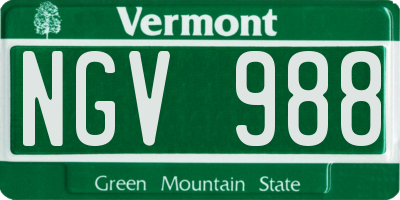 VT license plate NGV988