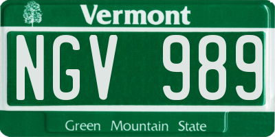 VT license plate NGV989