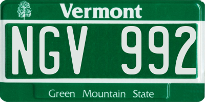 VT license plate NGV992