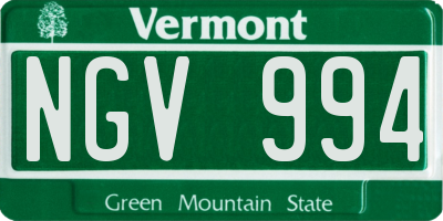 VT license plate NGV994