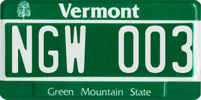 VT license plate NGW003
