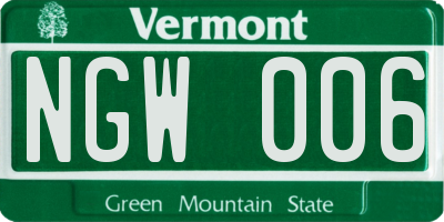VT license plate NGW006