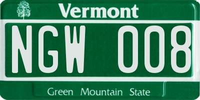 VT license plate NGW008