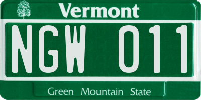 VT license plate NGW011