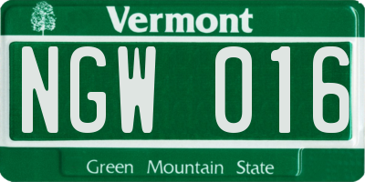 VT license plate NGW016
