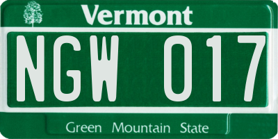 VT license plate NGW017