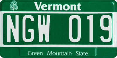 VT license plate NGW019