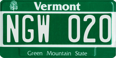 VT license plate NGW020