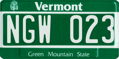 VT license plate NGW023