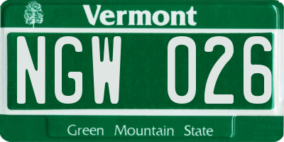 VT license plate NGW026