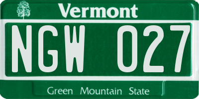 VT license plate NGW027