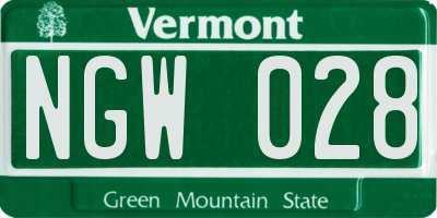 VT license plate NGW028