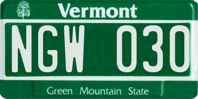 VT license plate NGW030