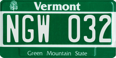 VT license plate NGW032